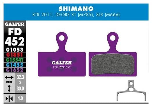 Paar Galfer Semi-Metallic Shimano XTR 985 XT 785 SLX 666 E-Bike Pads