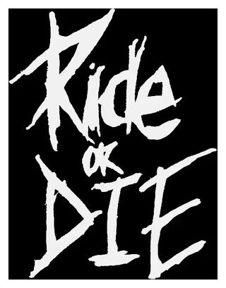 Autocollant vélo  Ride or Die  – Etanche – 5 6×8 cm – Blanc