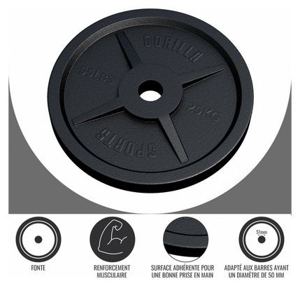 Disques Olympiques en fonte - 50/51 mm - Poids : 25 KG