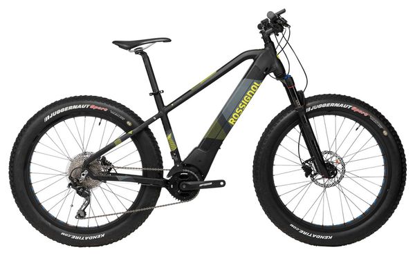 Fatbike Électrique Rossignol E-Track Fat Shimano Deore 10v 26 Plus Noir Mat Jaune 2018