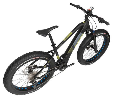 Fatbike Électrique Rossignol E-Track Fat Shimano Deore 10v 26 Plus Noir Mat Jaune 2018