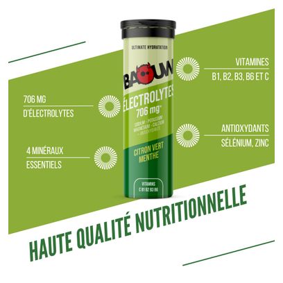 Boisson Electrolytes Baouw Citron Vert Menthe 10 pastilles