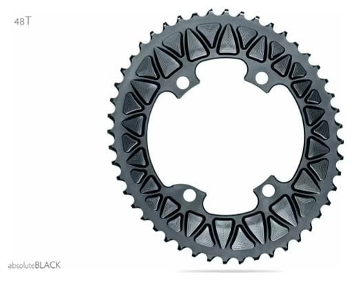 AbsoluteBlack Premium Oval Road 110x4 BCD Chainring for Shimano Dura-Ace / Ultegra /105 Cranks 10-11S Grey