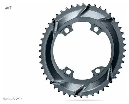 AbsoluteBlack Premium Oval Road 110x4 BCD Chainring for Shimano Dura-Ace / Ultegra /105 Cranks 10-11S Grey