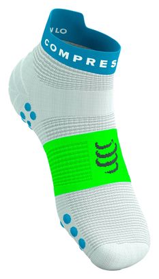 Calcetines Compressport Pro Racing V4.0 Run Low Blanco/Azul/Verde