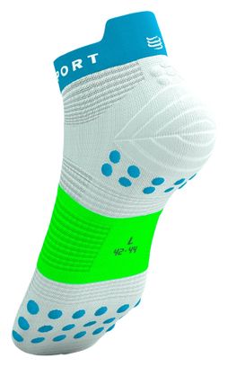 Calcetines Compressport Pro Racing V4.0 Run Low Blanco/Azul/Verde