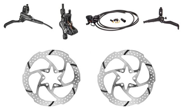 Pair of Brakes TRP Slate T4 Black with 2 TRP Rotor 29 Disc 6 Bolt