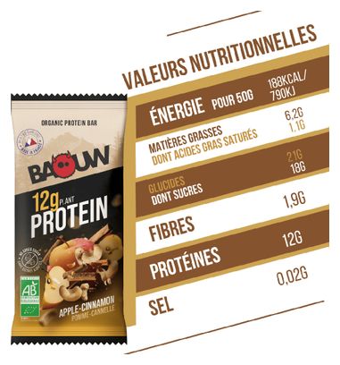 Baouw Barre Protéinée BIO Pomme Cannelle 50g