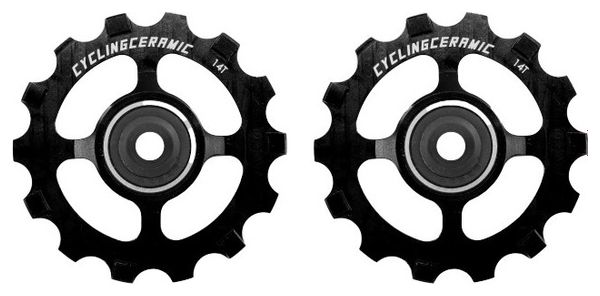 CyclingCeramic Narrow 14T pulleys for Sram Apex 1 / Force CX1 / Force 1 / Rival 1 / XX1 / X01 11V Black derailleur