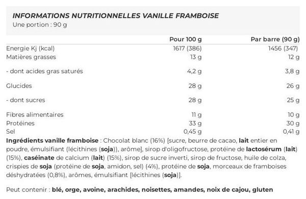 Boîte Protein Plus Bar 33% (10x90g) - Powerbar - Vanille Framboise -  Barres Protéinées