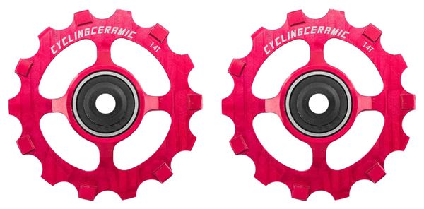 CyclingCeramic Narrow 14T Pulley Wheels für Sram Apex 1/Force CX1/Force 1/Rival 1/XX1/X01 1x11S Umwerfer Rot