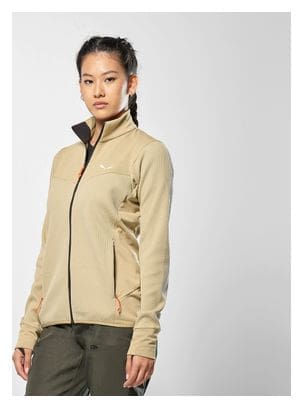 Forro polar Salewa Puez Waffle Hybrid Beige para mujer