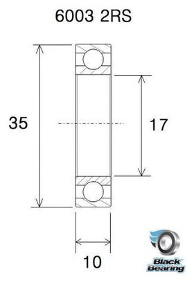 Black Bearing B5 6003-2RS 17 x 35 x 10