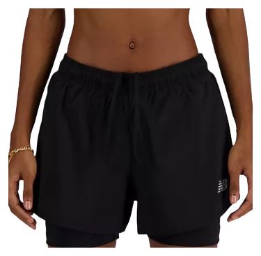 2-in-1 Shorts New Balance Sport Essentials 3in Schwarz Damen