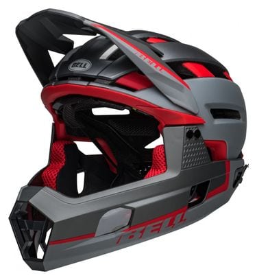 Helmet with Removable Chin Bell Super Air R Mips Gray Red