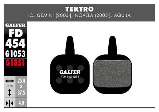 Paire de Plaquettes Galfer Semi-métalliques Tektro IO  Gemini. Novela  Aquila Standard