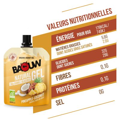 Gel énergétique Baouw Natural Ananas/Noix de coco - 85g
