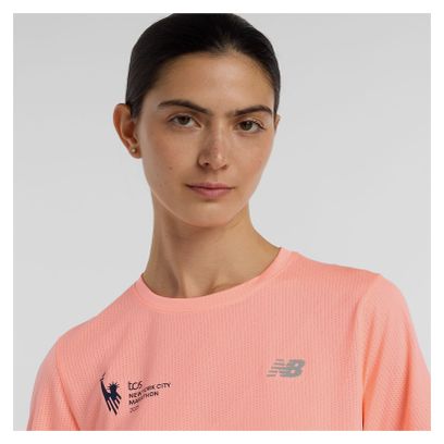 Maglia a maniche corte New Balance NYC Marathon Athletics rosa da donna