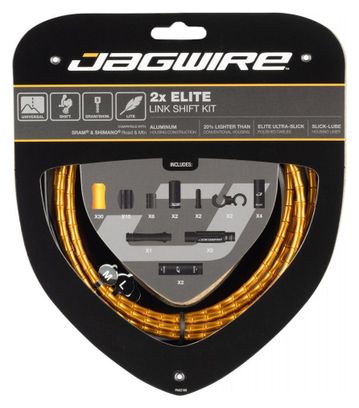 Kit Câbles et Gaines pour Dérailleurs Jagwire 2x Elite Link Shift Kit Or