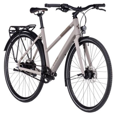 Vélo de Voyage Cube Travel EXC Trapeze Shimano Alfine 8V Courroie 700 mm Beige Gris Oat 2023