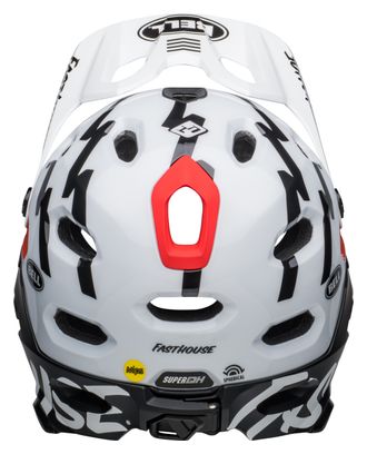Bell Super DH Mips Helm mit abnehmbarem Kinnriemen Weiß Schwarz