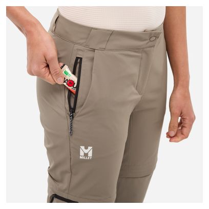Pantalones convertibles Millet Ubic Stretch Zip Off beige para mujer