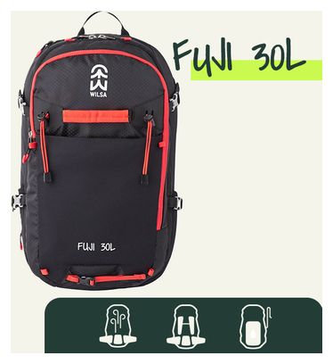 Sac à Dos Multi-sport Fuji 30 litres Noir et Rouge Wilsa