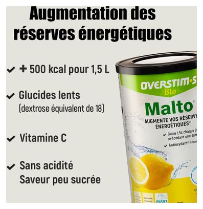 Boisson maltodextrine Overstims Bio Malto Citron - 450g