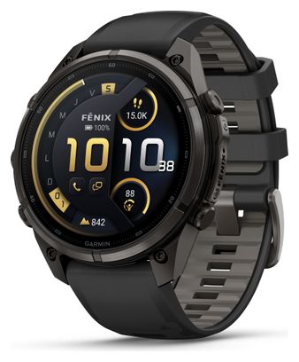 Montre GPS Garmin Fénix 9 Pro AMOLED/InReach - 47 mm Sapphire Titane Carbon Gray DLC avec Bracelet en Silicone Noir/Gris
