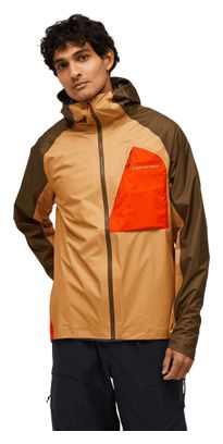 Chaqueta impermeable para hombre Peak Performance Trail Hipe 3L Beige/Verde/Naranja