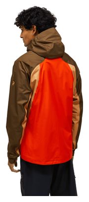 Chaqueta impermeable para hombre Peak Performance Trail Hipe 3L Beige/Verde/Naranja