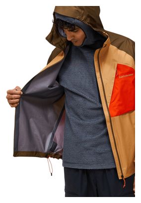 Chaqueta impermeable para hombre Peak Performance Trail Hipe 3L Beige/Verde/Naranja