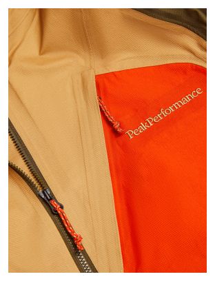 Chaqueta impermeable para hombre Peak Performance Trail Hipe 3L Beige/Verde/Naranja