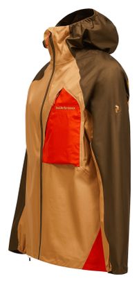 Chaqueta impermeable para hombre Peak Performance Trail Hipe 3L Beige/Verde/Naranja
