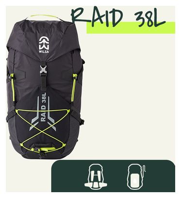 Sac à Dos Raid-Trail 38 litres Noir et jaune