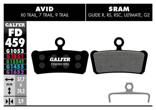 Paar Galfer Semi Metal Pads Avid X0 / Trail / 7 Trail / 9 Trail / Sram Guide R RS RSC Ultimate G2 Standard