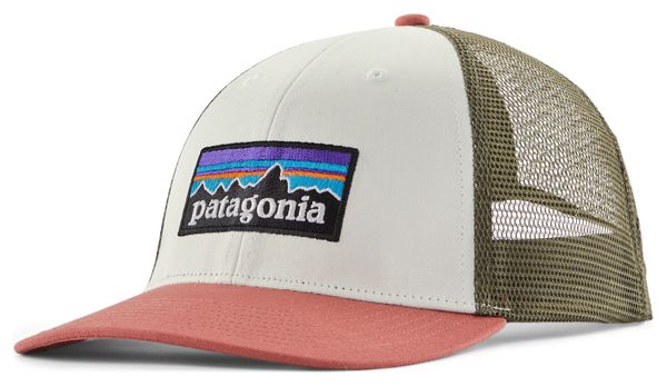Cappello trucker unisex Patagonia P-6 Logo LoPro Bianco/Corallo