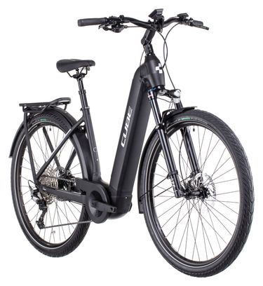 Cube Kathmandu Hybrid EXC 750 Bicicleta eléctrica urbana de fácil acceso Shimano Deore 12S 750 Wh 700 mm Negro 2022