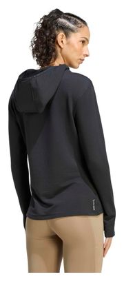adidas adi365 Essentials Thermoshirt mit Kapuze, schwarz, Damen