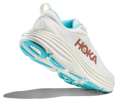 Hoka Bondi 8 White/Blue/Gold Women's Running Shoes