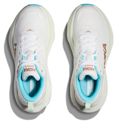 Chaussures Running Hoka Bondi 8 Blanc/Bleu/Or Femme