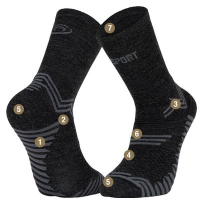 BV Sport Trail Ultra+ Merinos Socken Anthrazit Grau