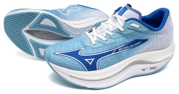 Mizuno Wave Rebellion Flash 2 Hardloopschoenen Blauw/Wit Heren