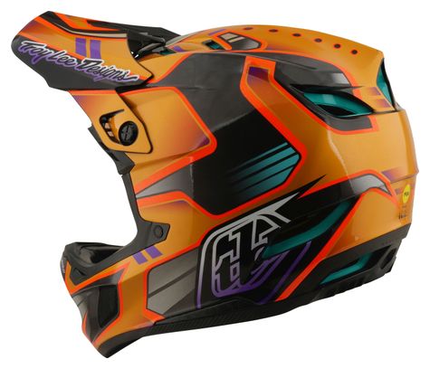 Casque Integral Troy Lee Designs D4 Carbon Mips Crest Gold