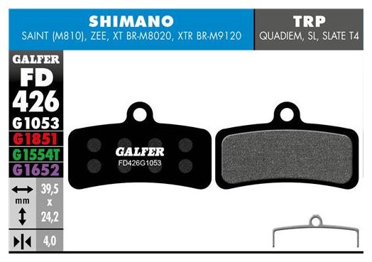 Par de Pastillas de Freno Galfer Semi-Metálicas TRP / Shimano Saint 810 ZEE Estándar