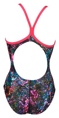 Arena Mountains Texture Light Drop Back One-Piece Swimsuit Pink Multi-Coloured
