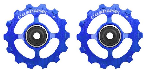 Galets CyclingCeramic Narrow 14T pour Dérailleur Shimano GRX/RX / XT/XTR 12V Bleu