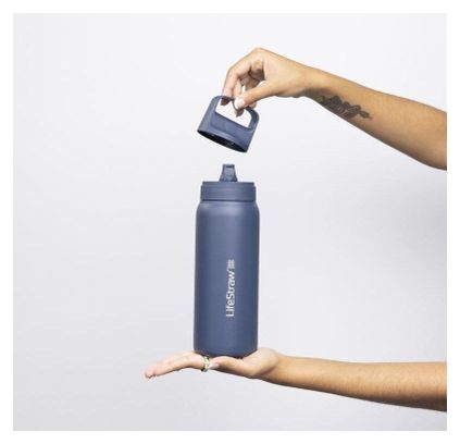 Bouteille filtre à eau LifeStraw Go 2.0 isolée en acier inoxydable de la mer Egée 700 ml-Bleu