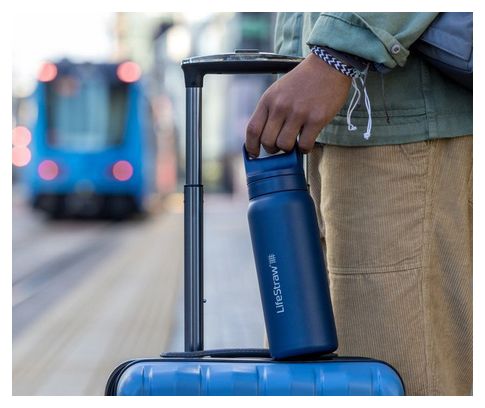 Bouteille filtre à eau LifeStraw Go 2.0 isolée en acier inoxydable de la mer Egée 700 ml-Bleu