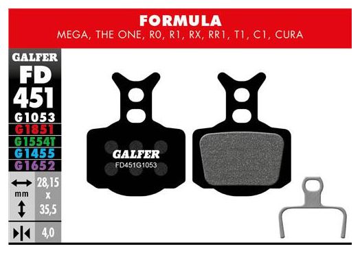 Pair of Galfer Semi-metallic Formula Mega The One R0 R1 RX RR1 T1 C1 Standard Brake Pads